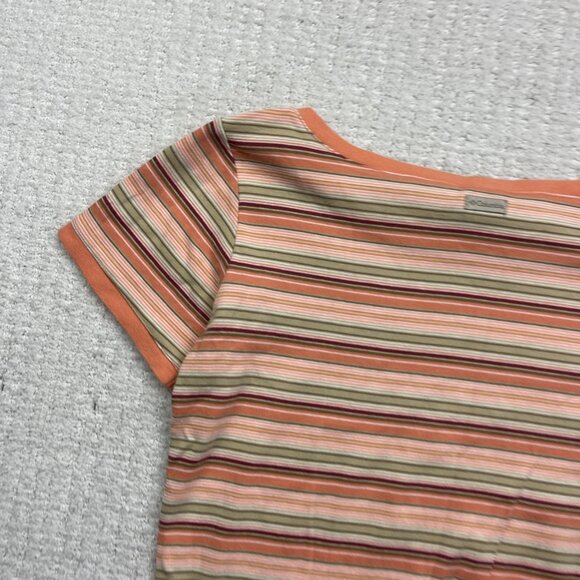 Columbia Retro Striped T-Shirt Women’s Sz M Salmon Pink Boho Outdoor Casual Top - Picture 11 of 14